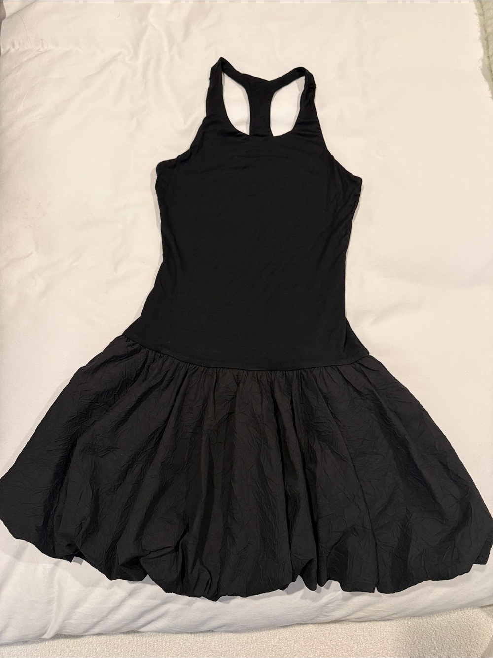 Girls Black Racerback Bubble Hem Casual Dress